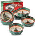 Ceramic Bowls set of 6 26 OZ Soup Bowls - Festive Holiday Tableware