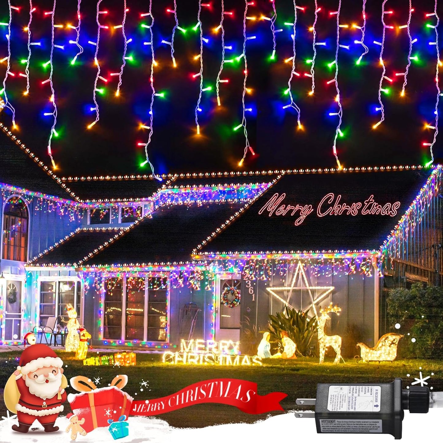 800 LED Christmas Icicle Lights for Outdoor Holiday Decor