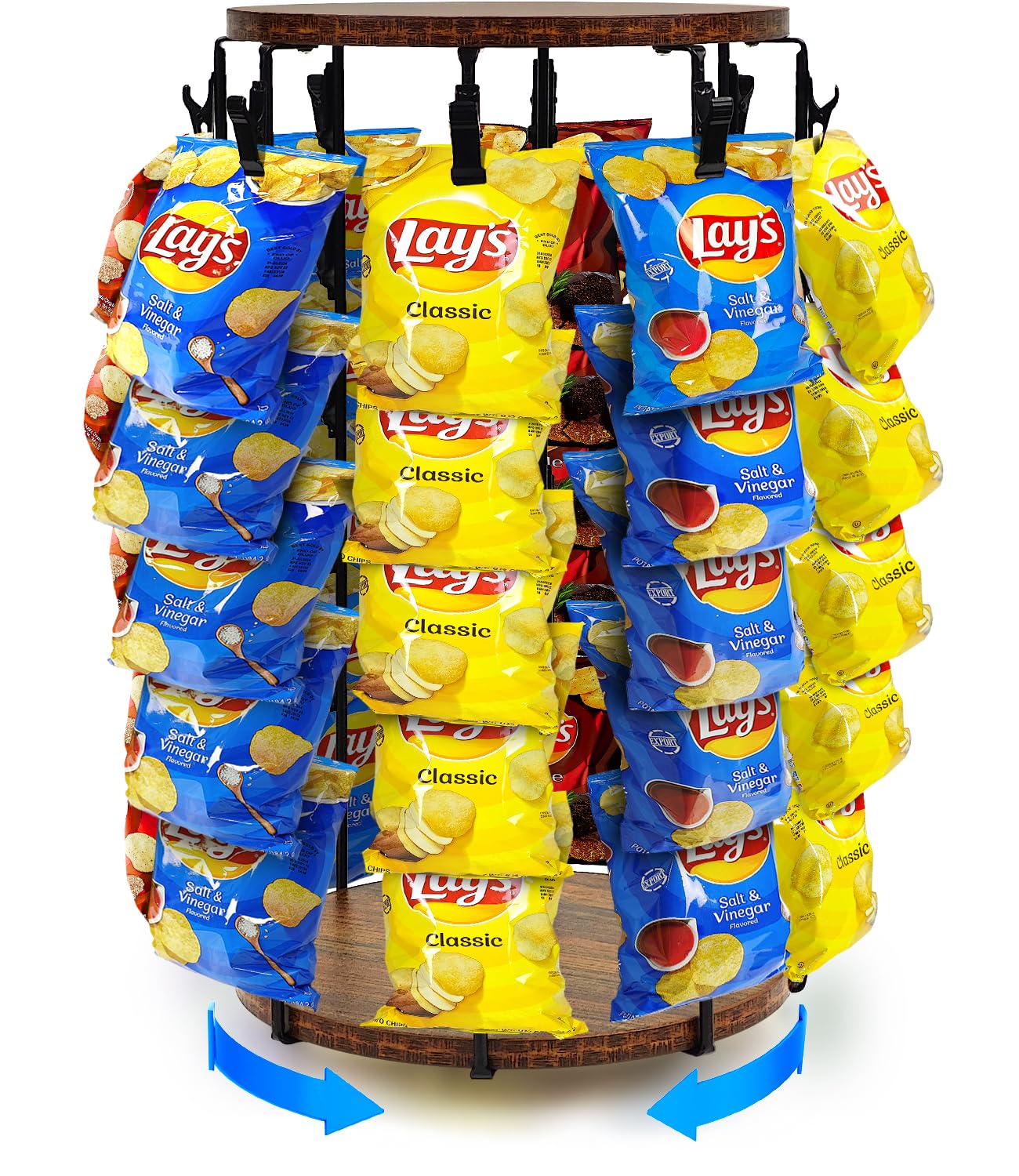 Rotating Chip Rack Display Stand with 5 Tiers and 40 Clips
