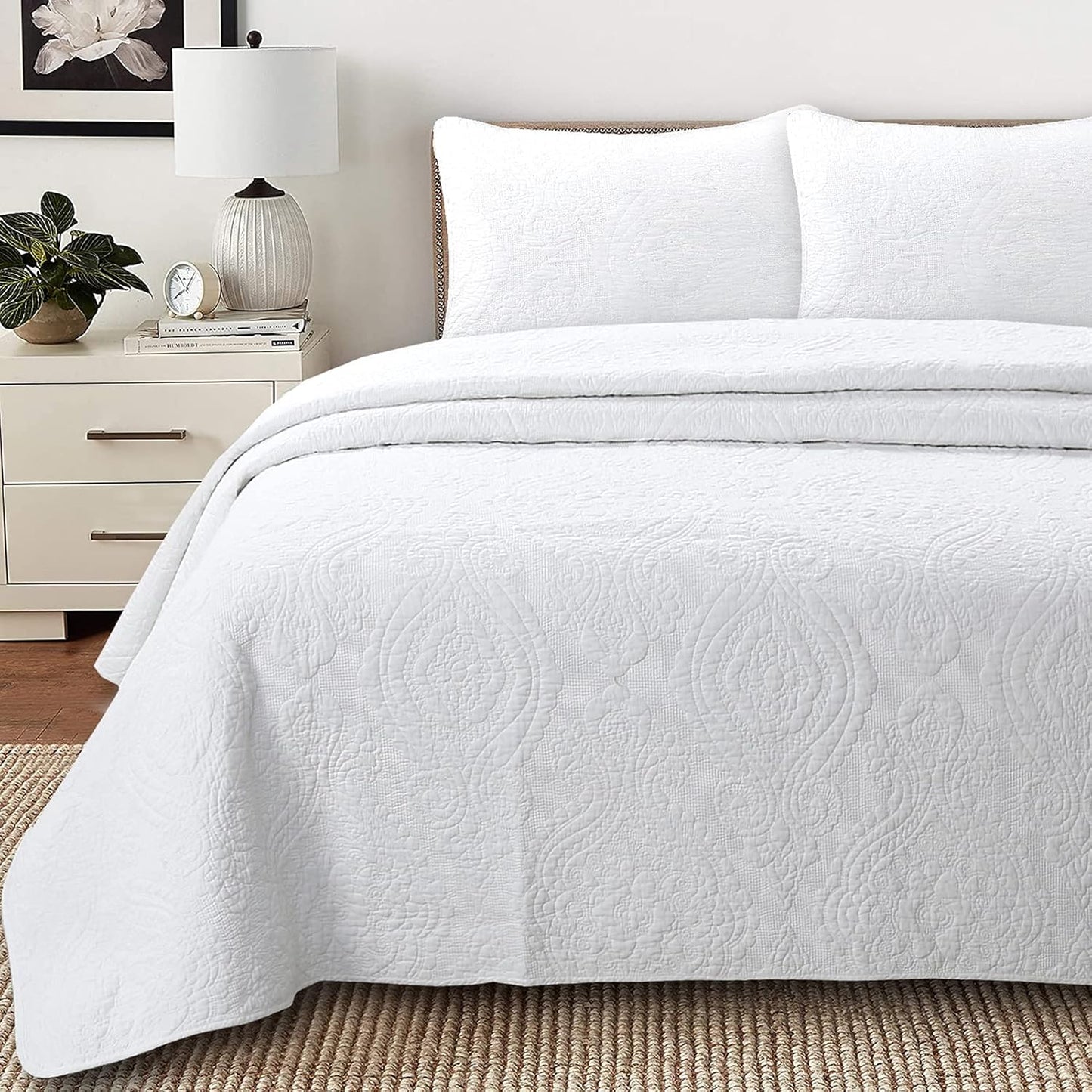 Cozy Line Home Fashions 100% Cotton Medallion Quilt Set