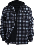 Heavy Thick Flannel Plaid Jacket Sherpa Fleece Lined Hooded Zip-Up