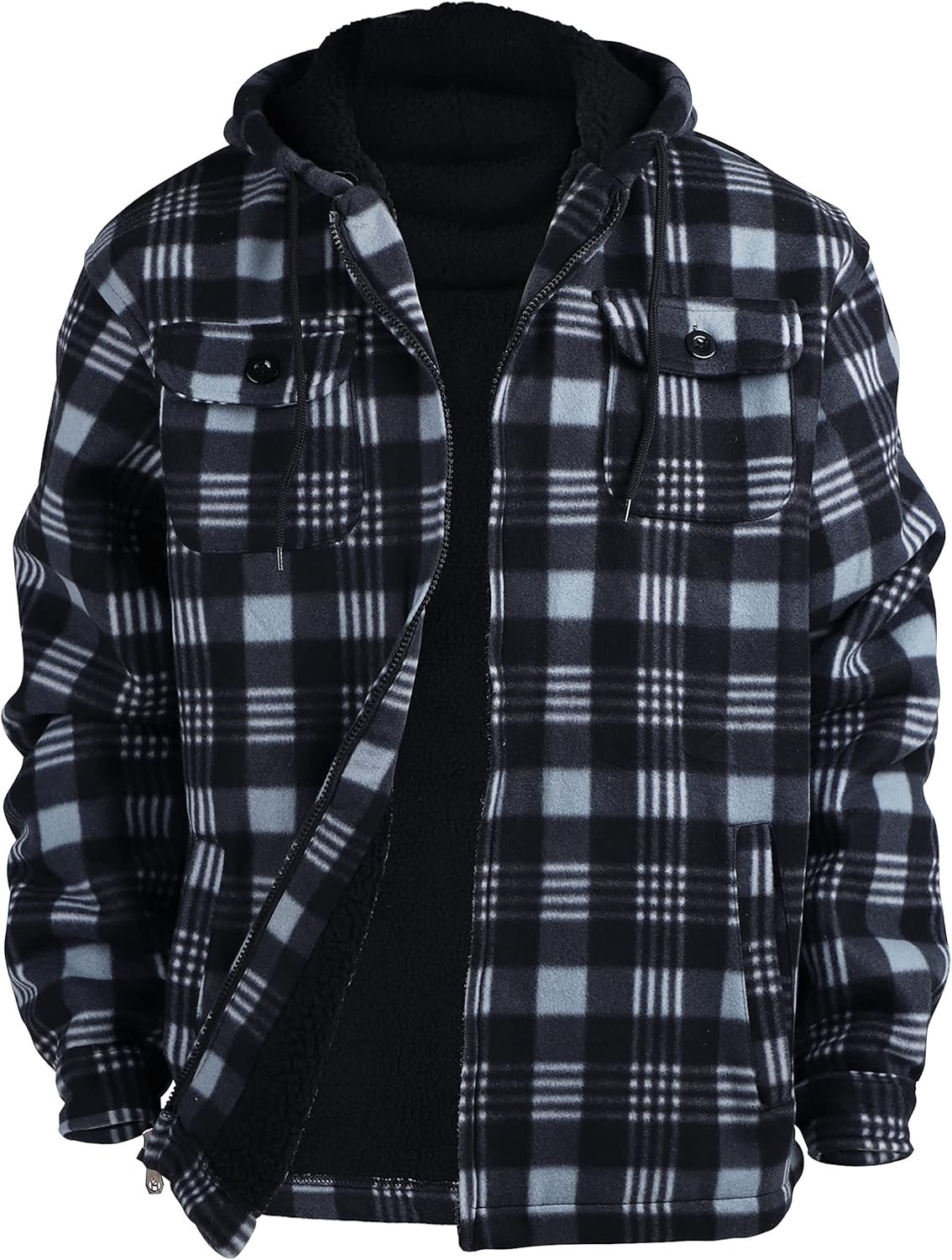 Heavy Thick Flannel Plaid Jacket Sherpa Fleece Lined Hoodies