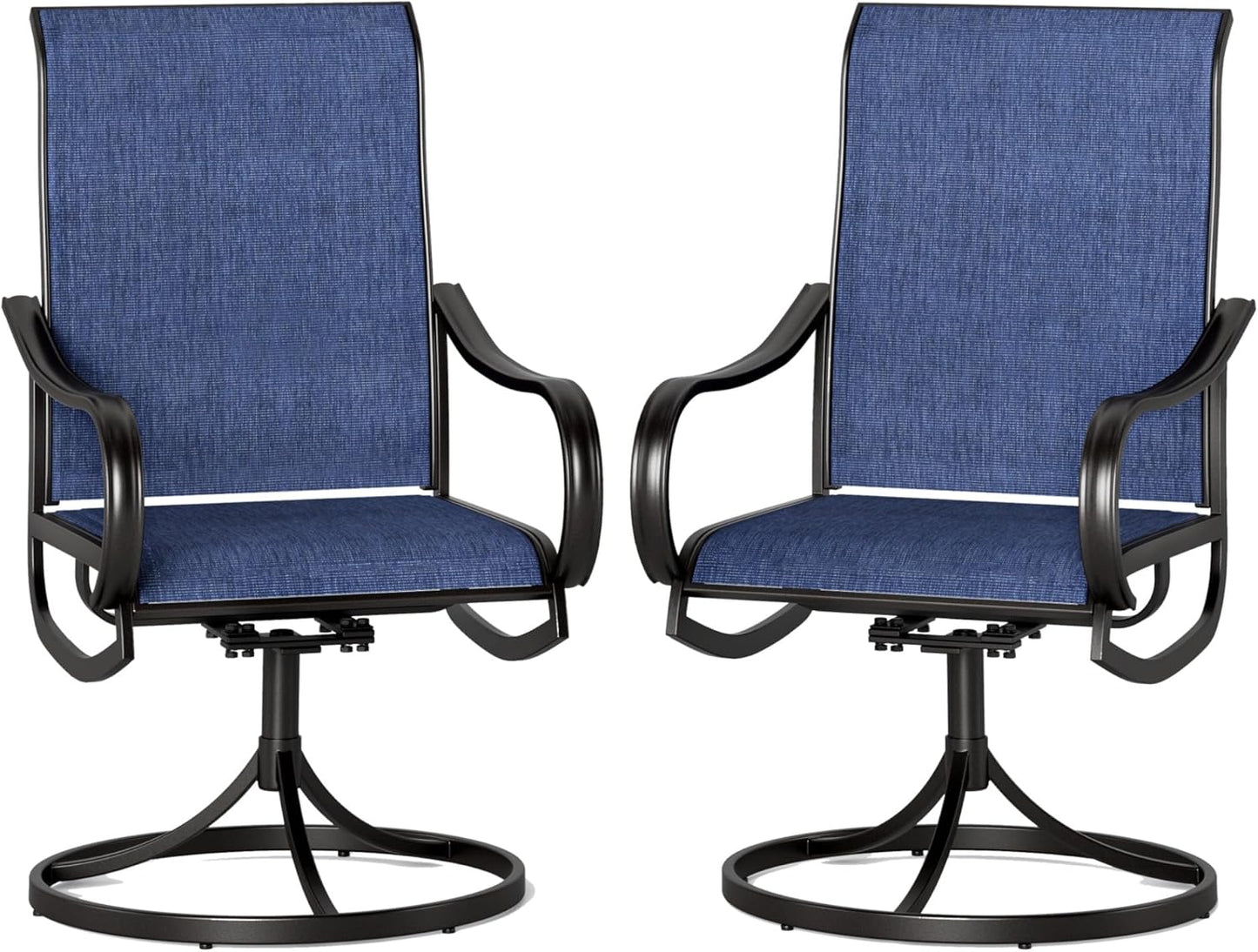 PHI VILLA Outdoor Swivel Dining Chairs Set of 2 for Lawn