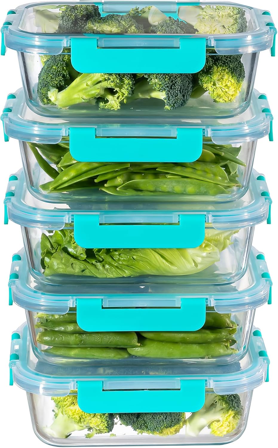 MFY 5-Pack 36 OZ Glass Storage Containers with Lids for Meal Prep
