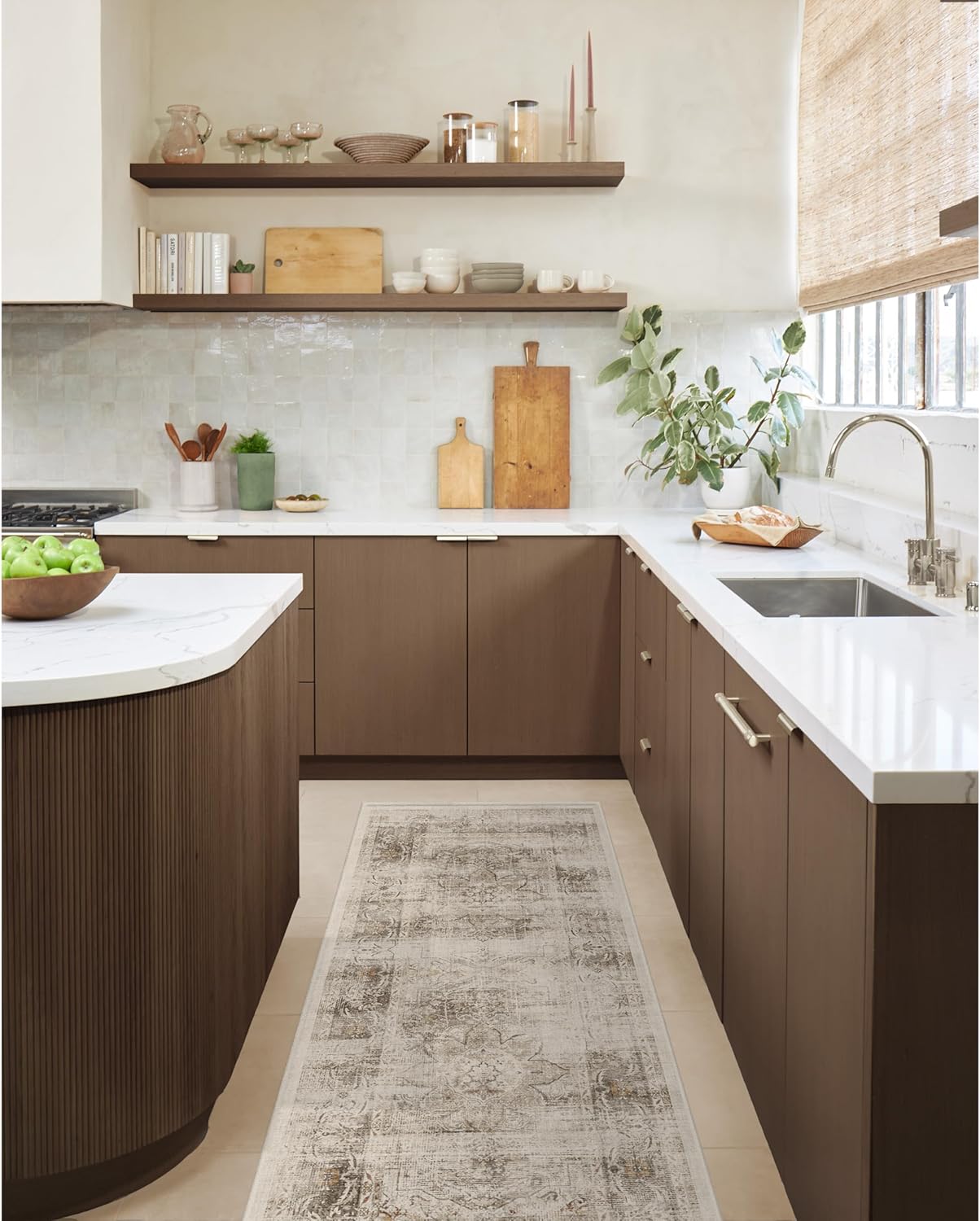 RUGGABLE Washable Vintage Runner Rug for Hallway & Kitchen