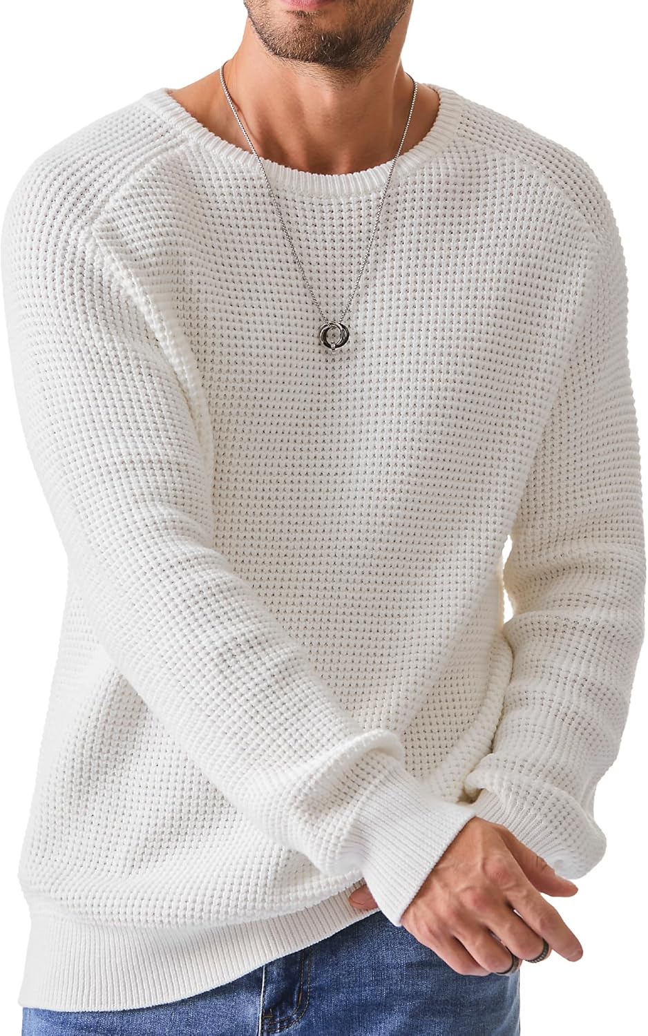 JMIERR Men's Crewneck Pullover Sweater for Casual Style