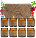8 Pack Scented Amber Jar Candles for Home - Aromatherapy Gift Set