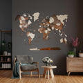 Handmade 3D Wood World Map Wall Art X-Large Multicolor - Travel Map