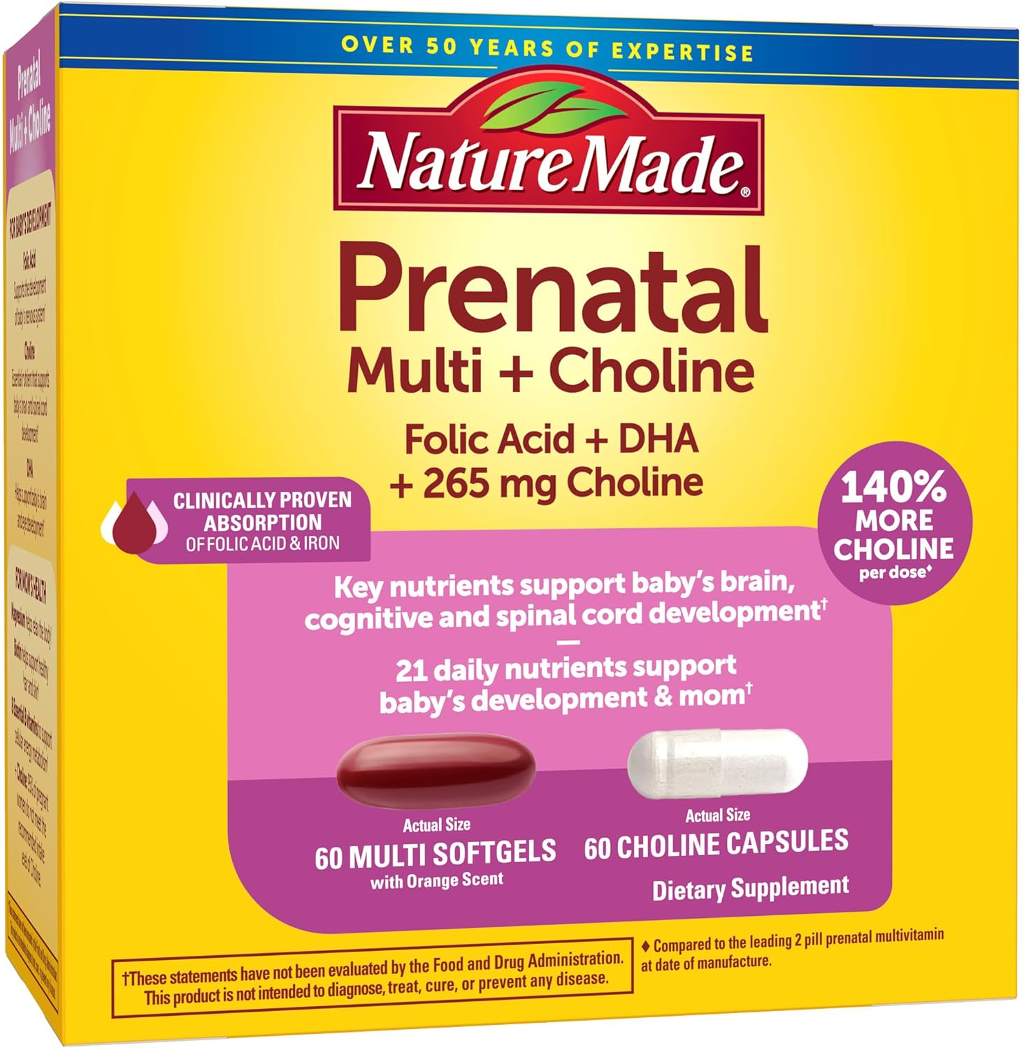 Nature Made Prenatal Vitamin Softgels with DHA and Choline