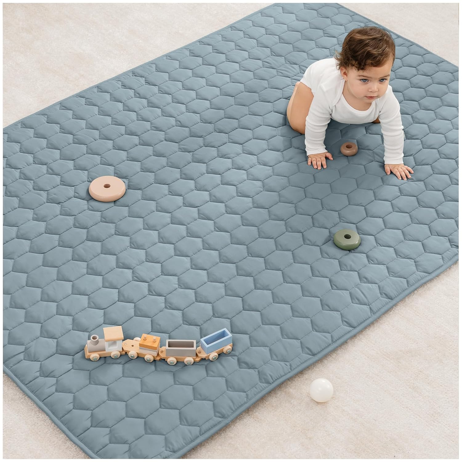 Comfy Cubs Rectangle Kids Play Mat - Soft Quilted Baby Mat