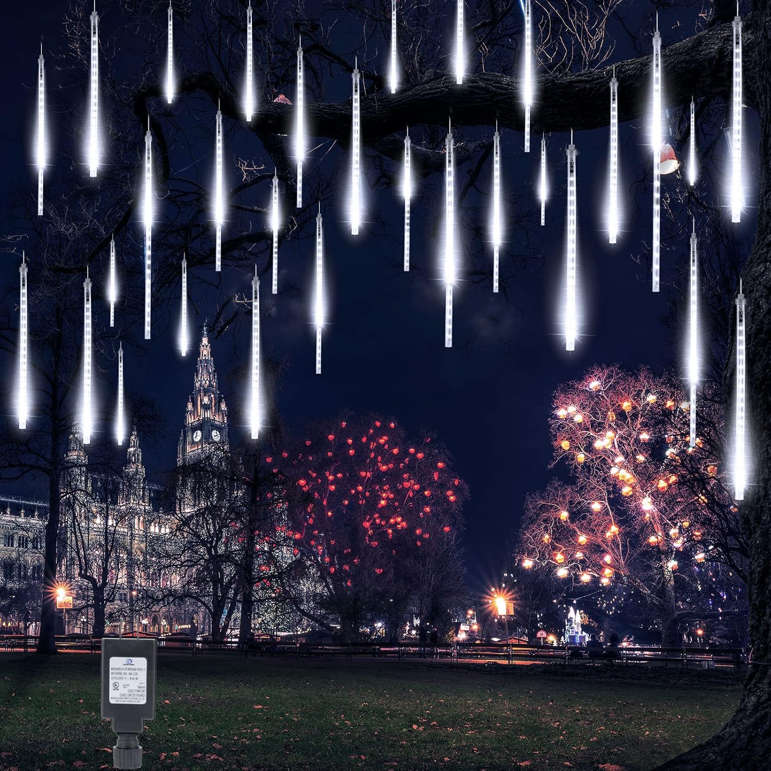 Meteor Shower Lights Outdoor, 2 Pack 11.8in 240 LED Snowfall