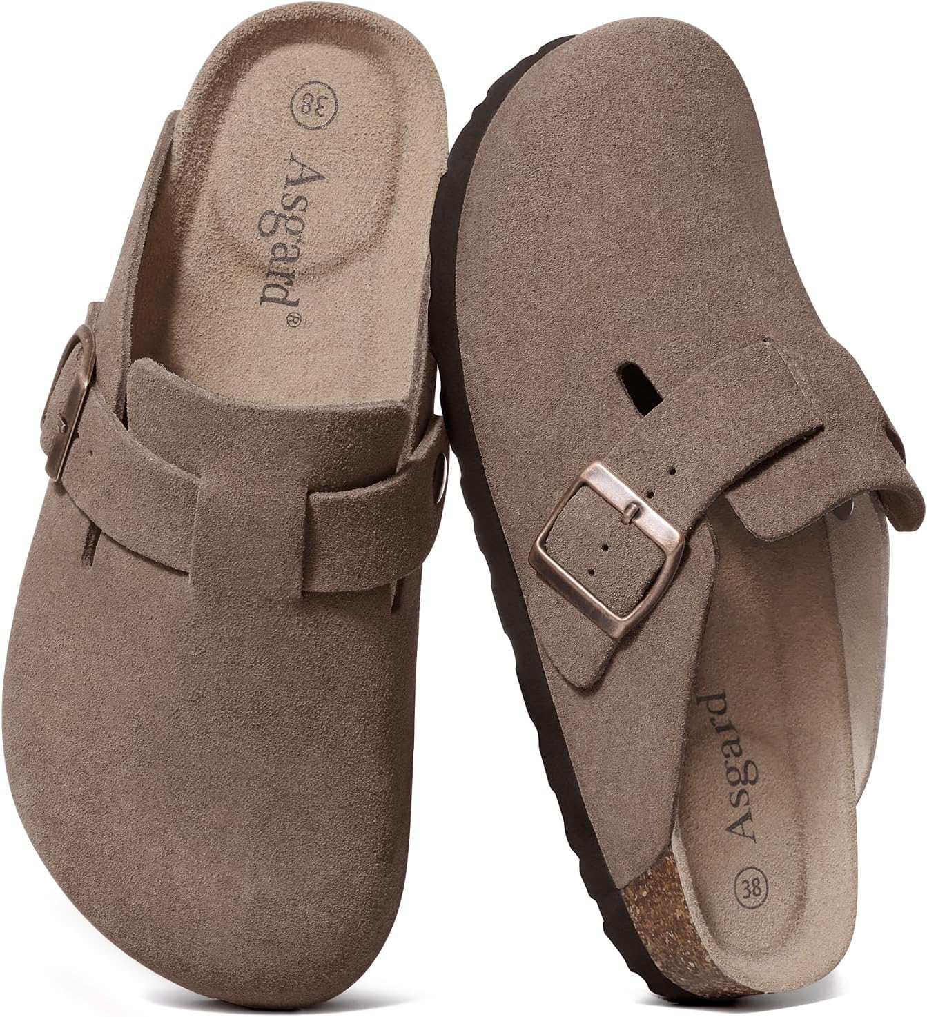 Asgard Women's Suede Clogs with Arch Support and Comfort Footbed
