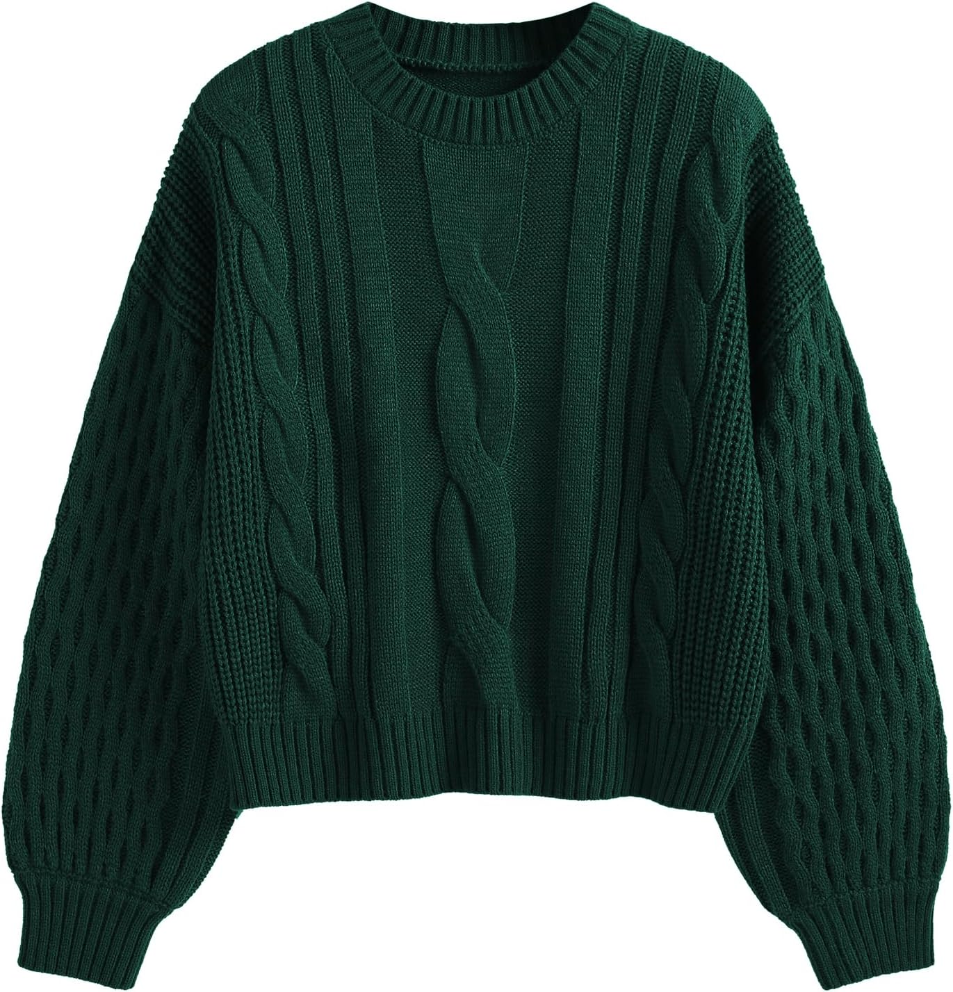 ZAFUL Women's Solid Knit Cable Sweater for Cozy Style