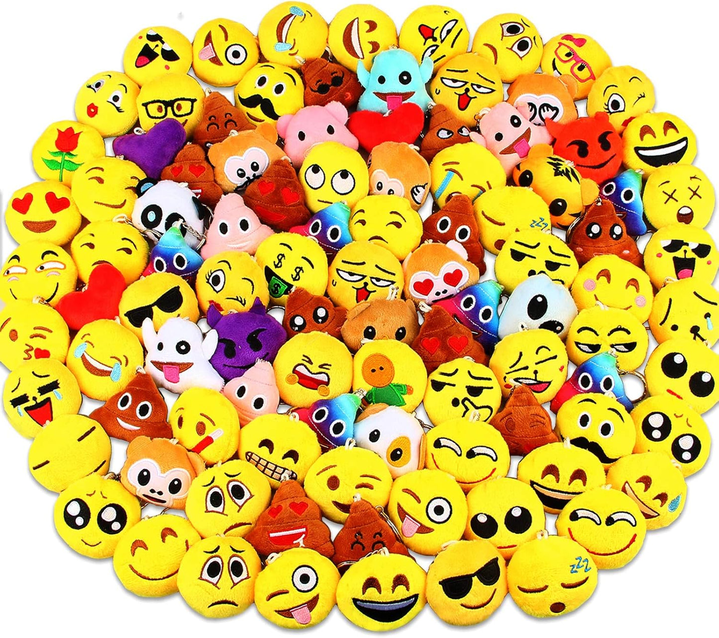 Emoticon Party Favors Keychain 100 Pack for Kids Birthday Fun