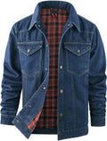 Flygo Mens Flannel Lined Denim Jacket - Classic Western Slim Fit Shoes