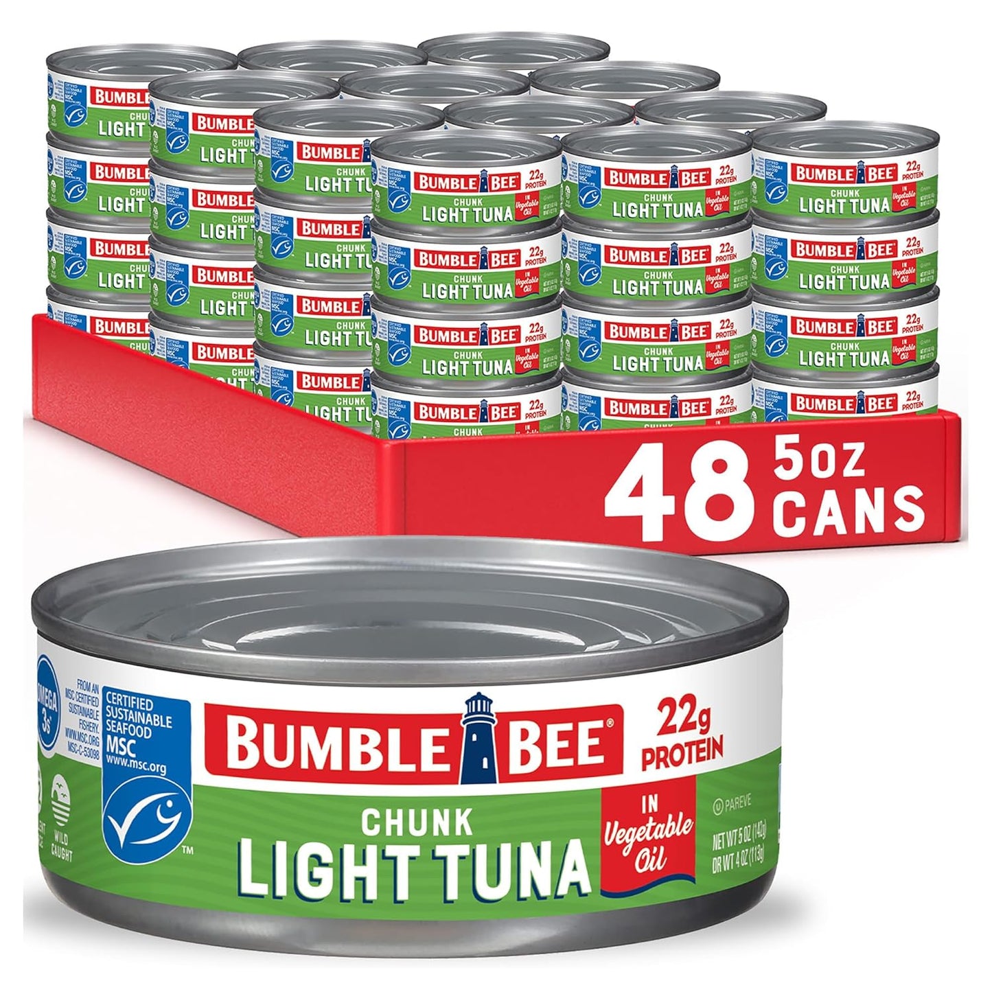 Wild Caught Tuna in Oil - 48 Cans of Premium Quality Protein