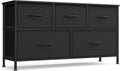Ink Black Fabric Dresser 5-Drawer Tower - Space-Saving Storage