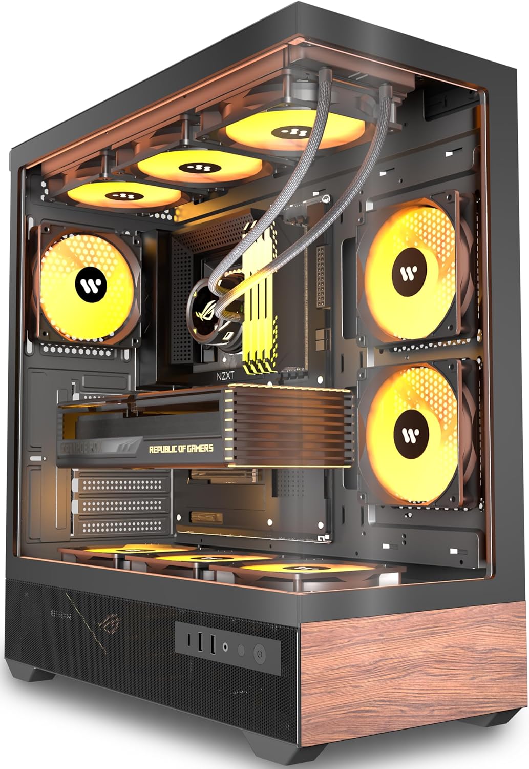 KEDIERS PC Case ATX with 5 PWM ARGB Fans and Tempered Glass