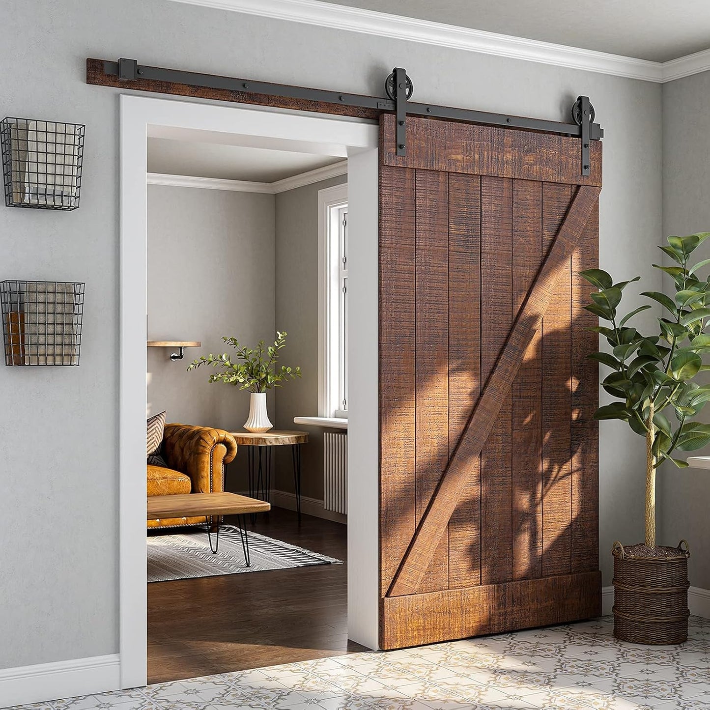 SMARTSTANDARD 7.5 Feet Heavy Duty Sliding Barn Door Hardware Kit