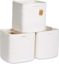 NaturalCozy Storage Cubes 11 in Cotton Rope Baskets - Sturdy Organized