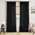 Black Linen Curtains 102 in Long Pinch Pleat Panels - Light Filtering