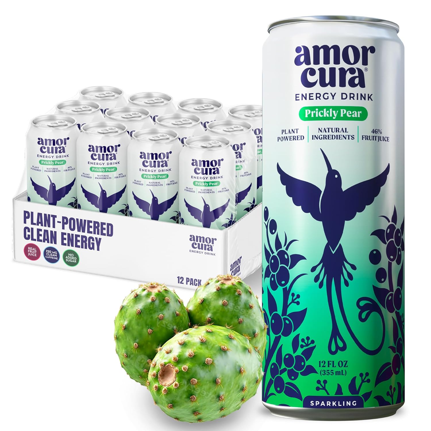 AMOR CURA Sparkling Natural Energy Drink - Clean Caffeine Boost