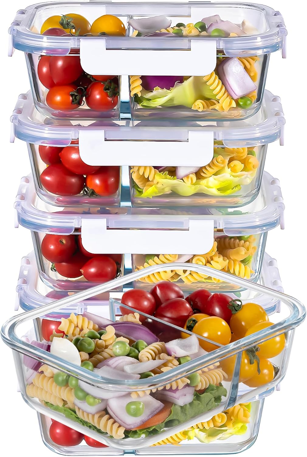 MFY 5-Pack 36 OZ Glass Storage Containers with Lids for Meal Prep