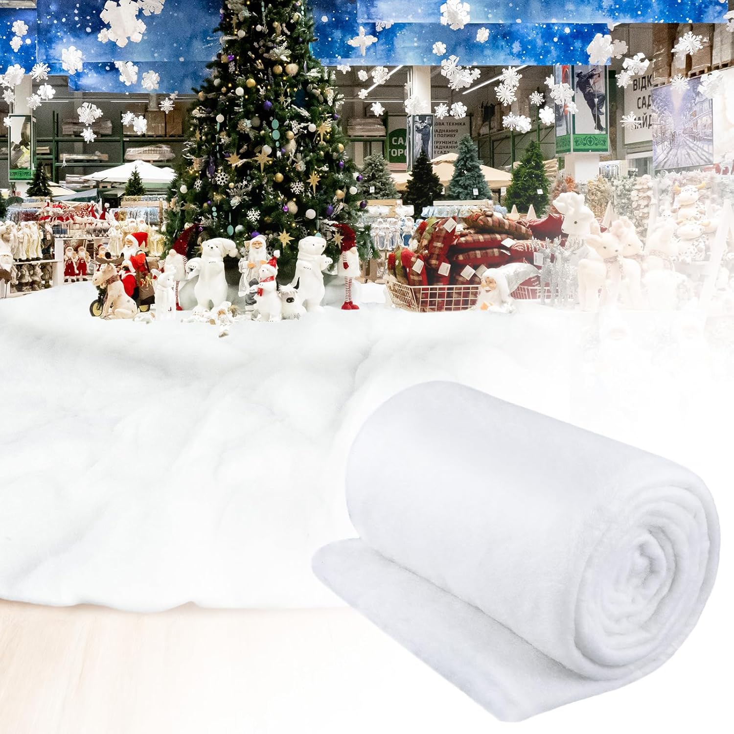 Tondiamo 12 ft x 33 ft Christmas Snow Blanket for Holiday Decor