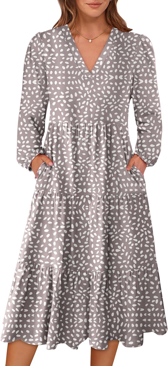 ANRABESS Women's Long Lantern Sleeve Floral Midi Dress Review