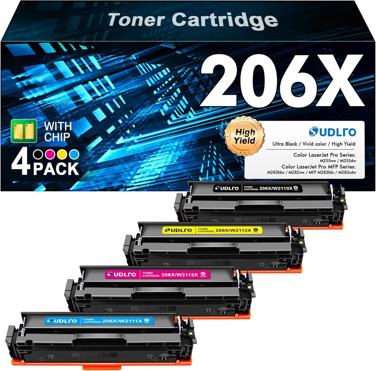 High Yield 206X Toner 4 Pack for HP Laserjet