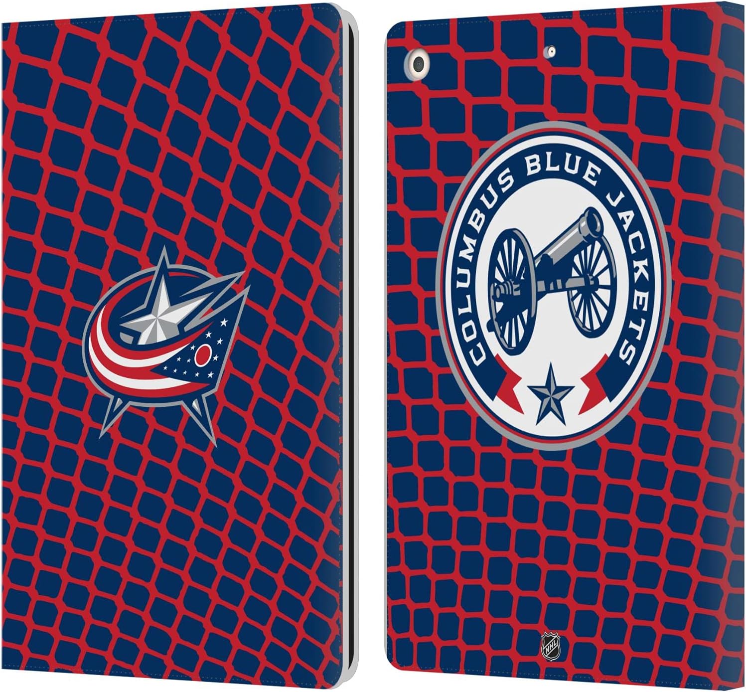 NHL Net Pattern Columbus Blue Jackets Leather Wallet Case for iPad