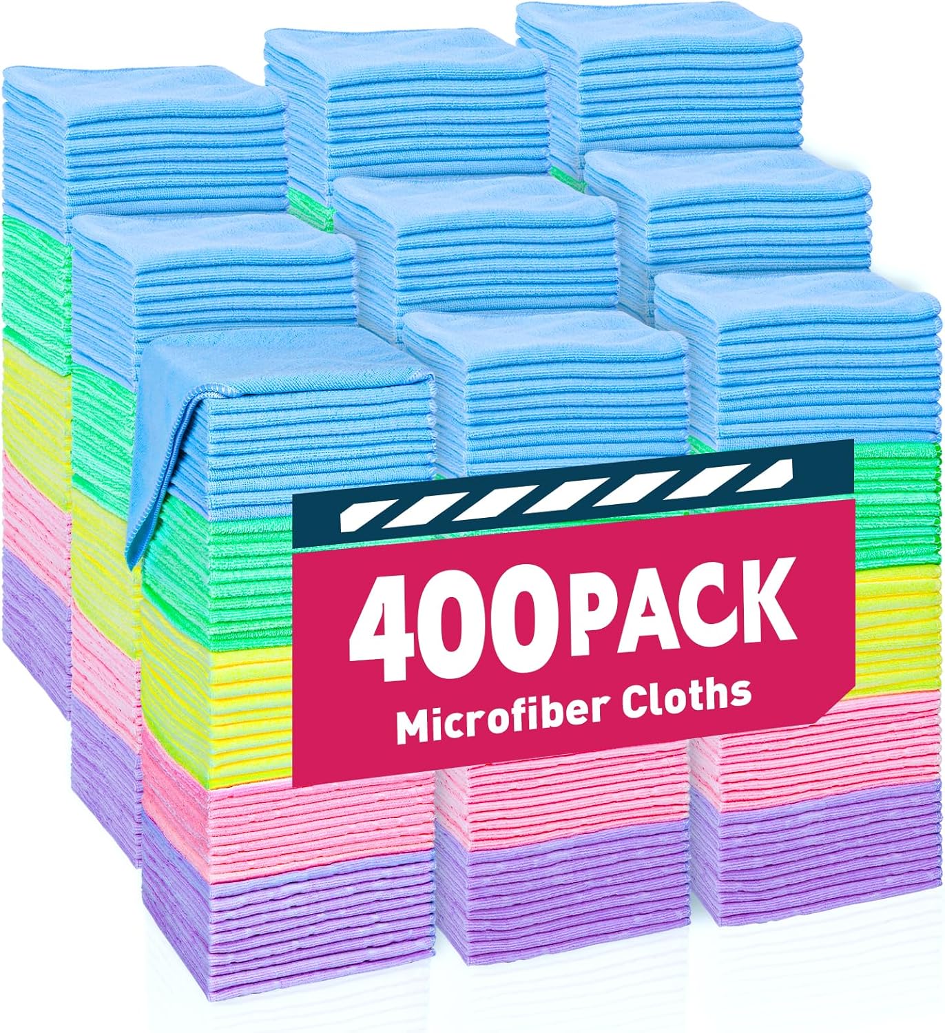 Microfiber Towels Bulk 400 Pack for Cars and Home Cleaning
