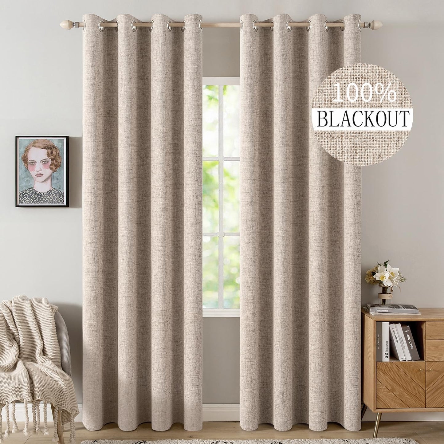 MIULEE Blackout Polyester Textured Curtains for Bedroom Decor