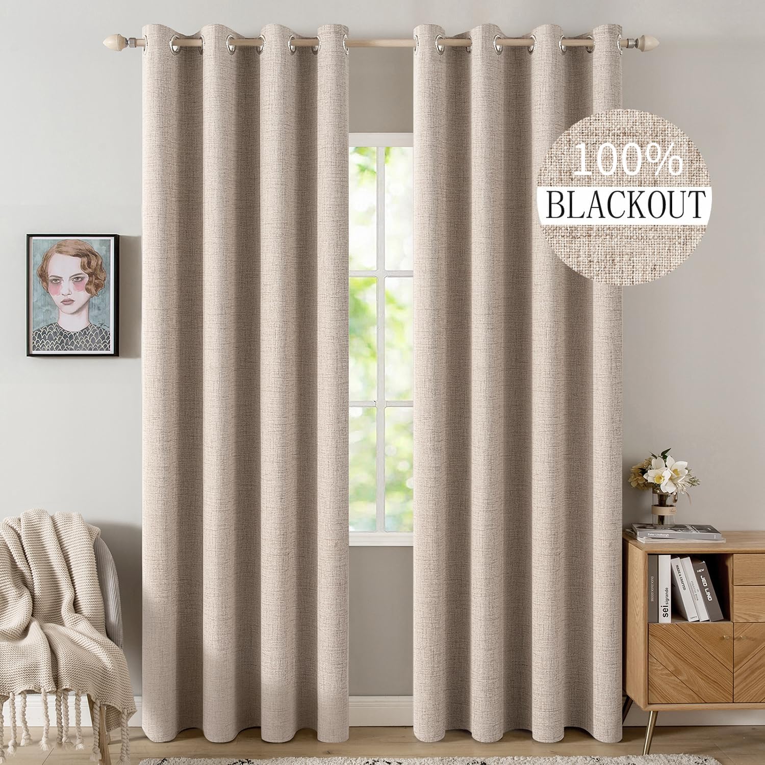 MIULEE Blackout Polyester Textured Curtains for Bedroom Decor