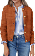 Women's Cardigan Sweaters Button Down Crew Neck - Cropped Knit
