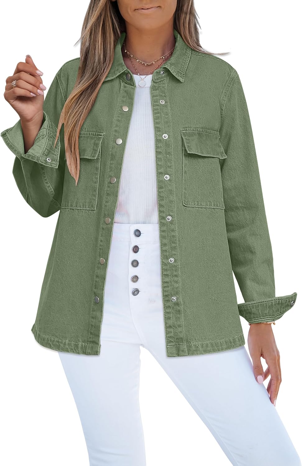 Luvamia Jean Jackets for Women - Stylish Oversized Denim Shacket