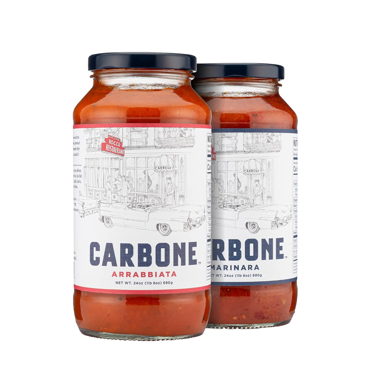 Carbone Pasta Sauce Variety Pack of Marinara & Arrabbiata 24 Fl Oz