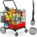Heavy-Duty Jumbo Folding Shopping Cart - Super Large Double Basket