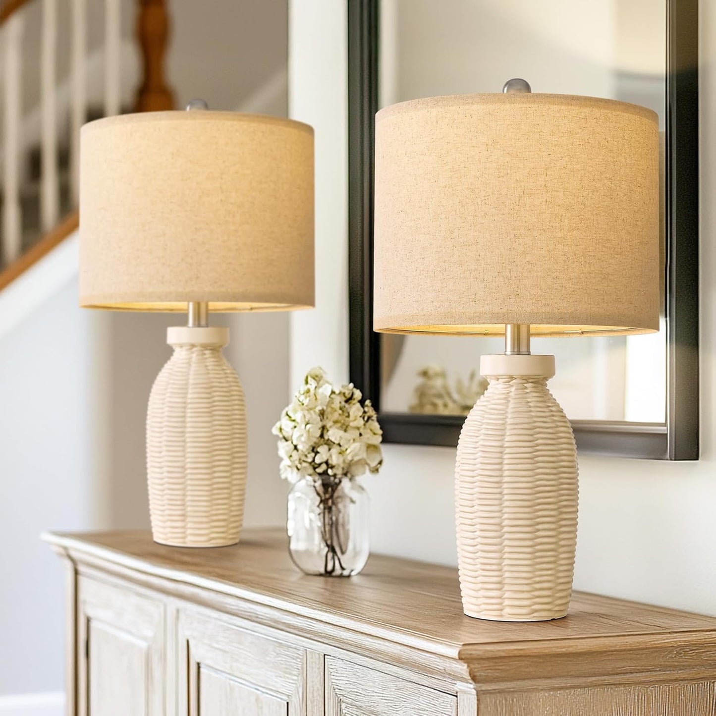 22.75 in Boho Table Lamps Set of 2 for Bedroom Living Room