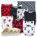 Buffalo Plaid Cloth Diapers 7 Pack with Inserts & Wet Bag - One Size