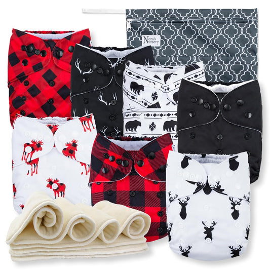 Nora's Nursery Cloth Diapers Set with Wet Bag for Toddlers