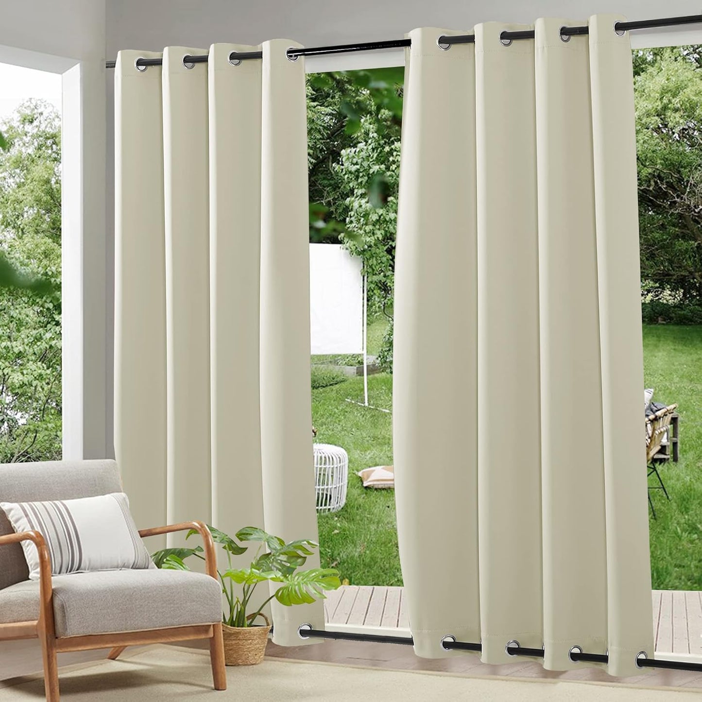 RYB HOME Outdoor Curtains for Patio Area, Heavy Duty & Windproof