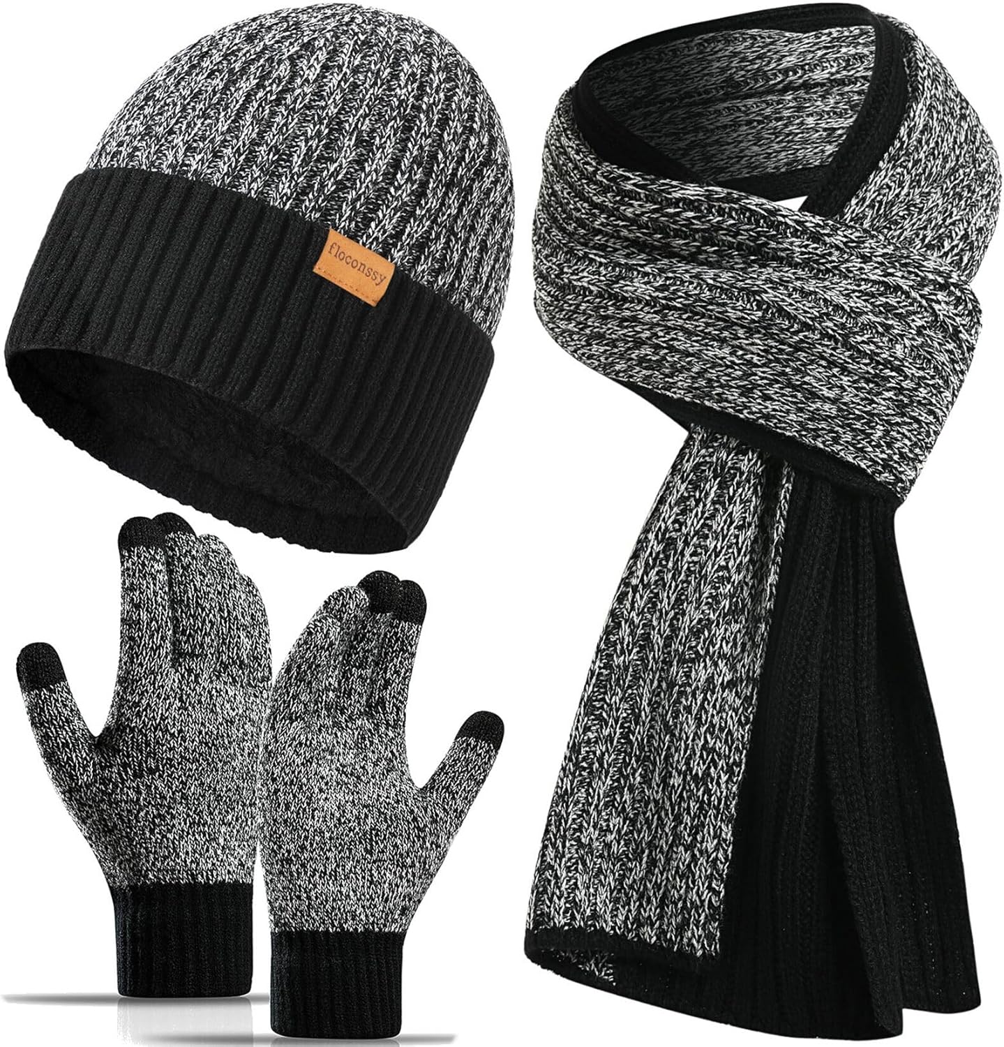 3 PCS Men's Winter Warm Set: Hat, Scarf, Gloves