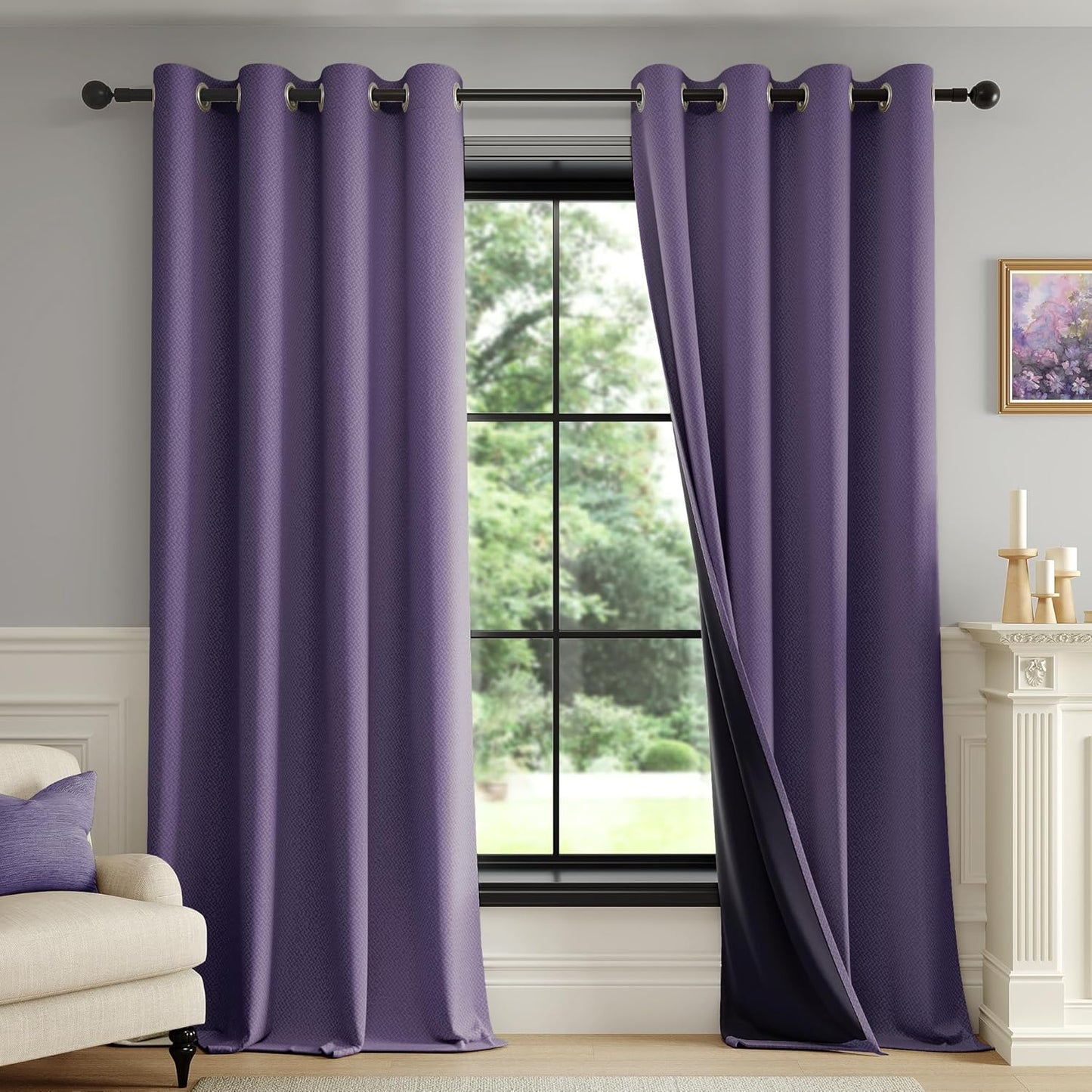 FMFUNCTEX 100% Blackout Curtains for Bedroom and Living Room