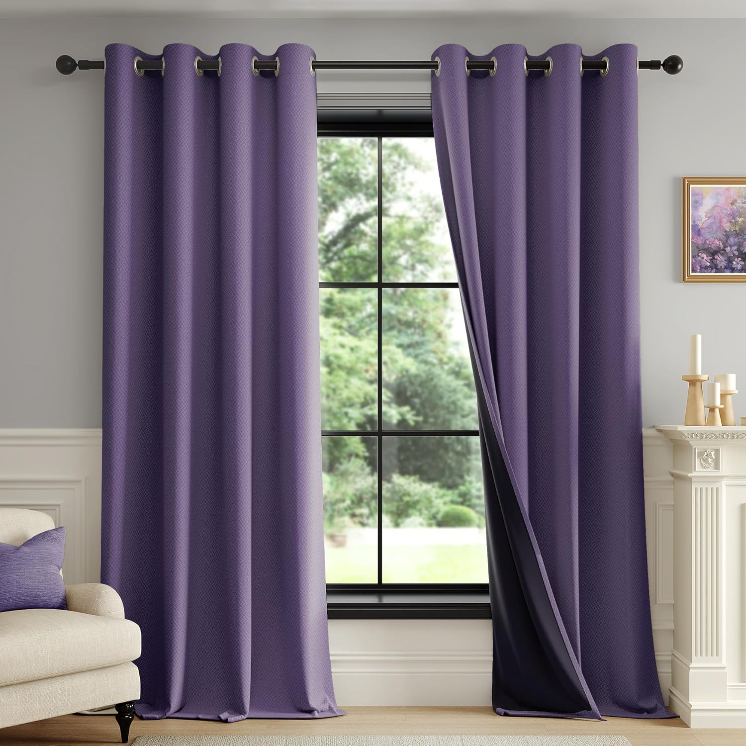 FMFUNCTEX 100% Blackout Curtains for Bedroom and Living Room