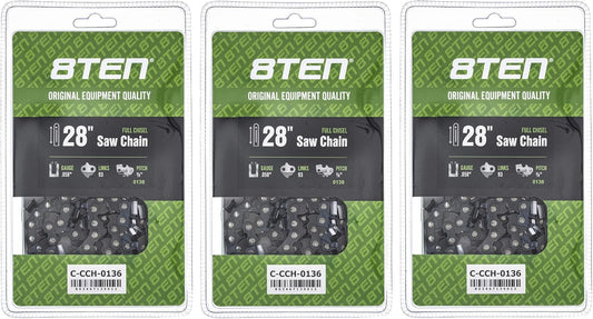 8TEN Full Chisel Chainsaw Chain 28 Inch for Husqvarna and More