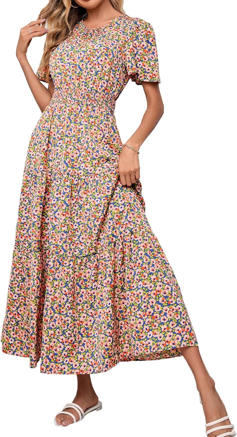 PRETTYGARDEN Women's Summer Casual Floral Maxi Dress for 2025