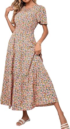 PRETTYGARDEN Women's Boho Floral Maxi Dress for Summer Fun