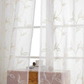 VISIONTEX Sheer Curtains 95 in Length 2 Panels Set - Embroidered Voile