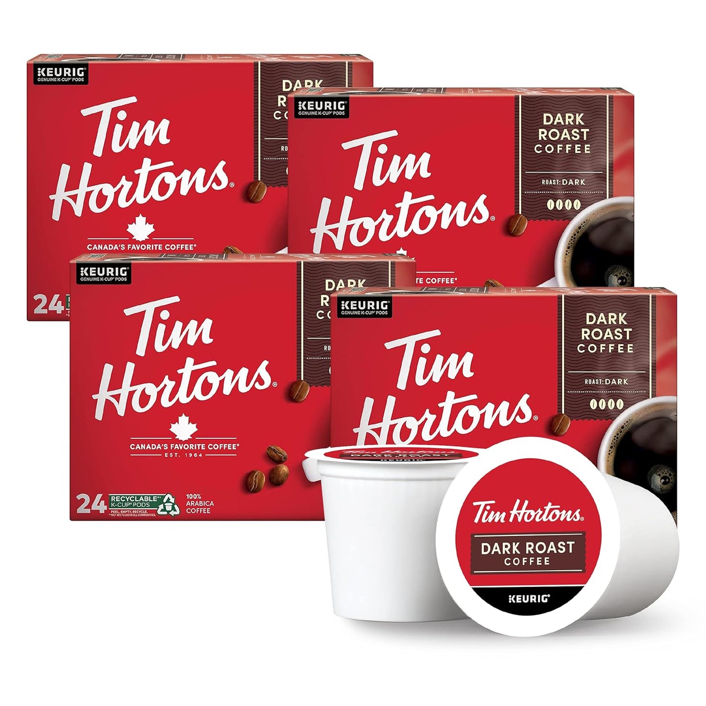 Tim Hortons Dark Roast Coffee K-Cup Pods for Keurig Brewers